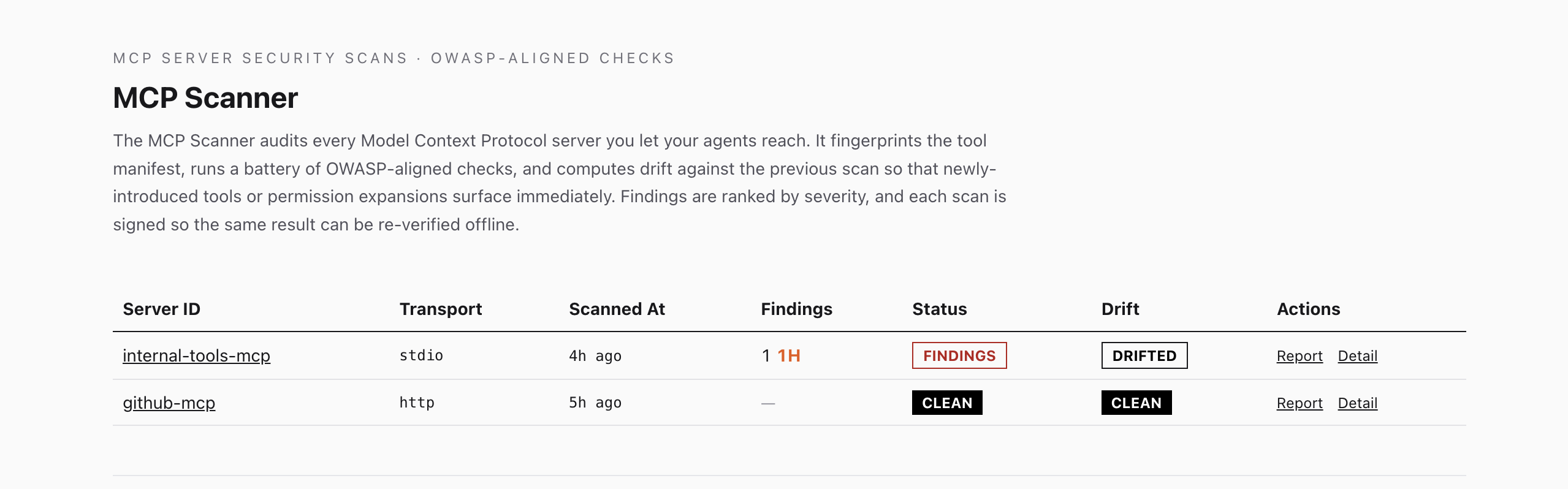 MCP Server Security Scan report